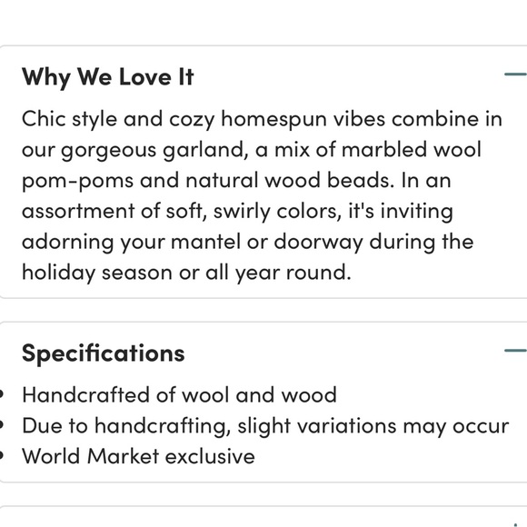 NWT World Market Colorful Marbled Wool Felt Ball & Natural Wood Bead Garland - Picture 14 of 17